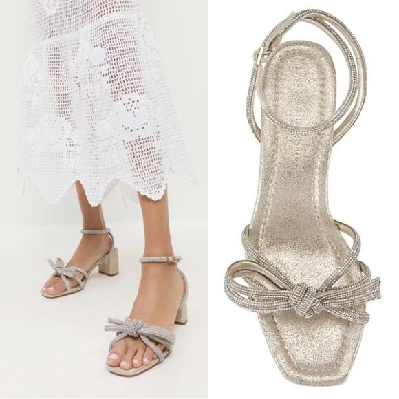 Loeffler Randall Mikel Bow Sandals Size 6 Crystal Rhinestone Embellished NEW - Picture 1 of 16